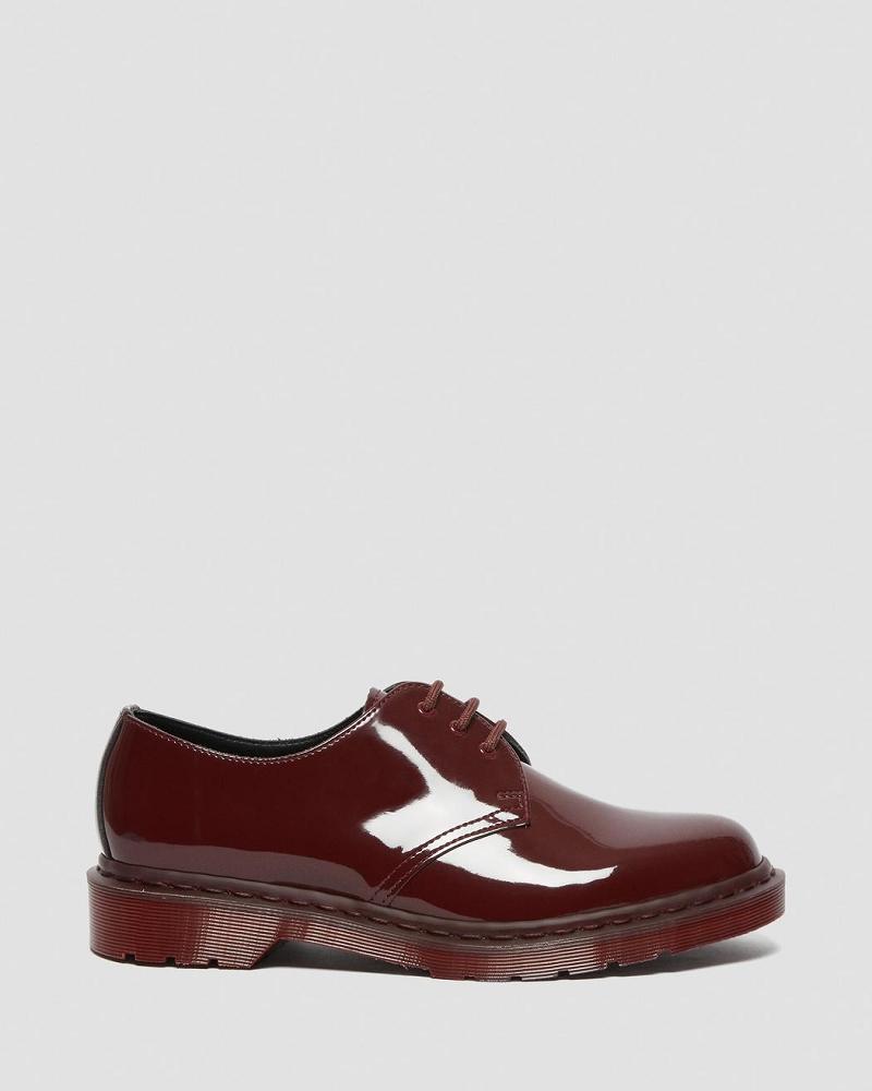 Women's Dr Martens 1461 Made in England Mono Patent Leather Oxfords Shoes Red | AU 354VRW